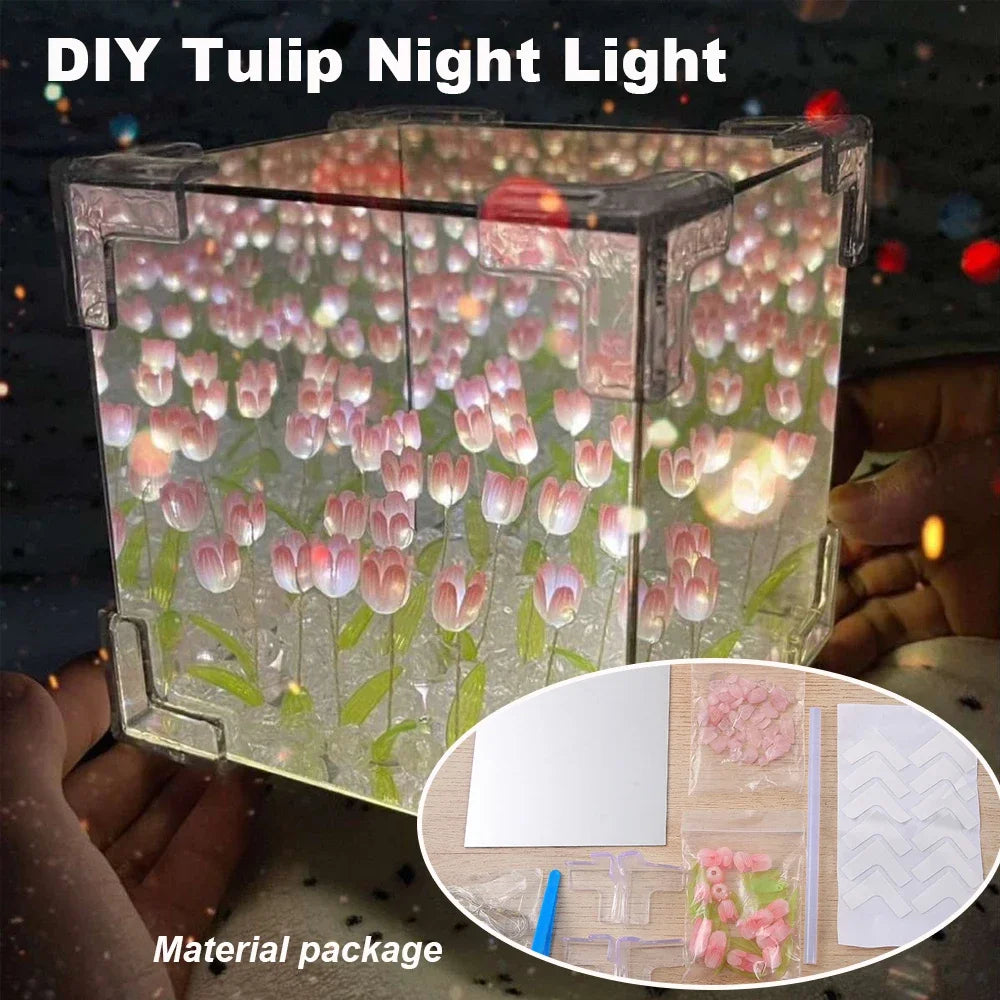DIY Tulip Flower Cube Night Light Kit – 3D Craft Gift for Couples & Friends