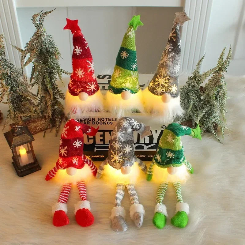 Christmas Gnome Doll Ornaments – LED Plush Tree Decorations