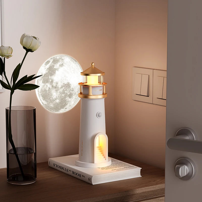 Moon Lamp Projection Lighthouse – Bluetooth Night Light with Remote