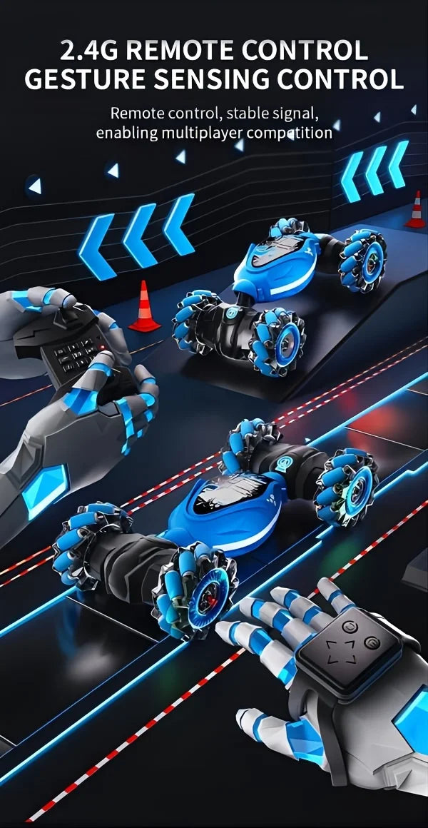 4WD RC Drift Car With Music Led Lights 2.4G Gesture Radio Remote Control Spray Stunt Car 360° Rotating Climbing Car Toys Gift