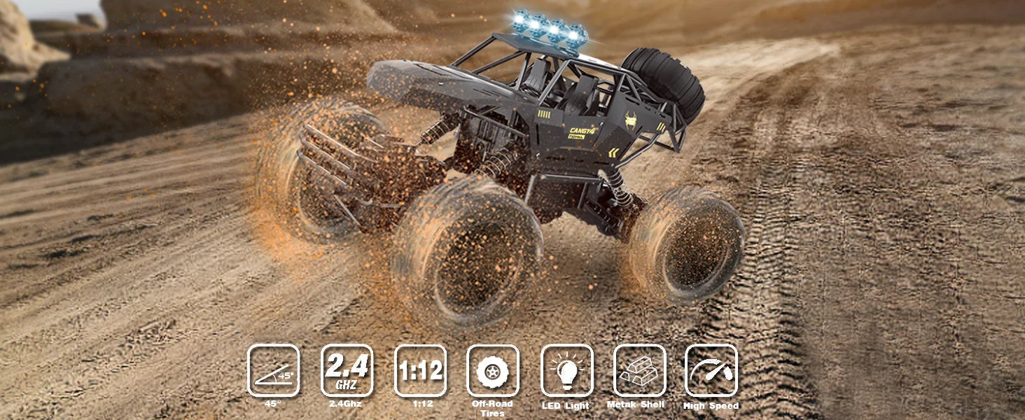 4WD 1:12/16 Scale All Terrain RC Car 20KM/H High Speed Electric Vehicle Remote Control Off-Road Truck LED HeadLight Gifts Adults