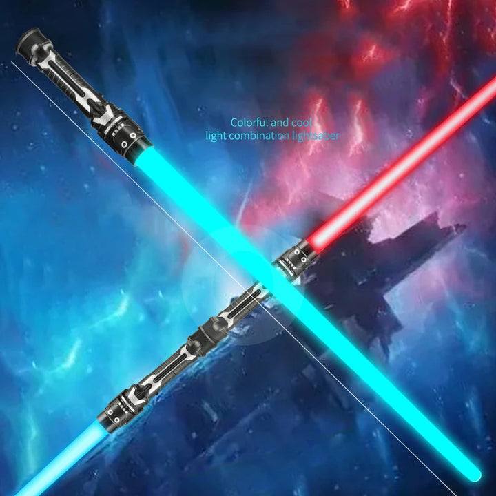 Colorful Glowing Sword Toys Laser Sword Lightsaber Red and Blue Double Saber Telescopic Music Cosplay Cool Flashing Children Toy