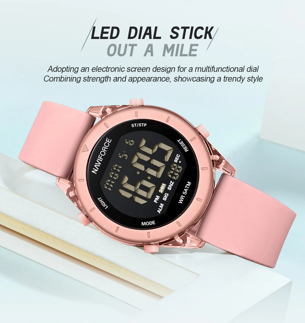 NAVIFORCE Comfortable Silicone Woman watch Waterproof LCD Display Clock Ladies Fashion Sport Electronic Wristwatches Reloj Mujer