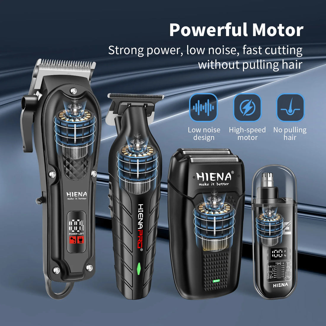 hiena Finish Machine Electric Professional Electric Hair Clippers Beard Clipper Rechargeable Men's Shaver Hair Trimmer Kit
