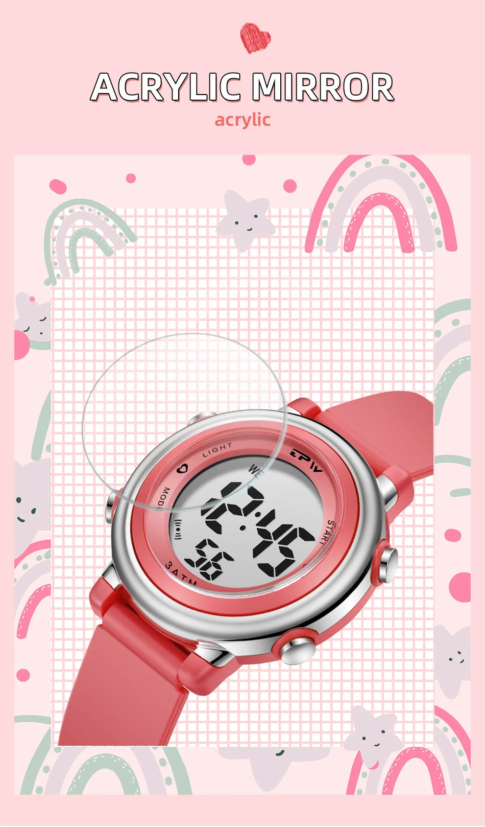 Waterproof Alarm Student Watches Boys Girls Lady Sport Watch Colorful Led Digital Wristwatches