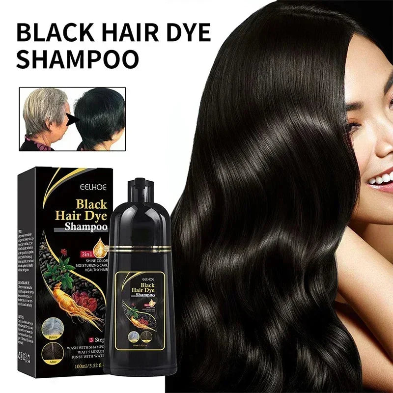 500ml Natural Herbal Hair Dye Shampoo 3 in 1 Change Hair Color Gray Hair to Dark Brown Black Deep Nourishing Fashion Hair Care