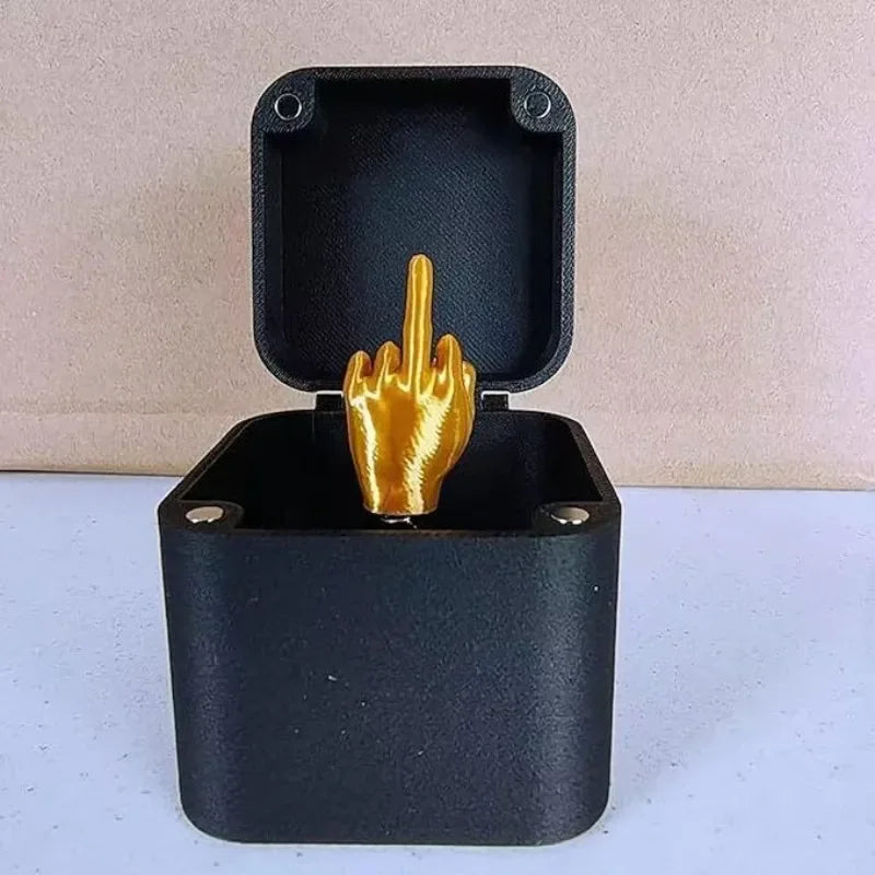 Funny Middle Finger in Box - Desk Decor Gag Gift for Halloween, Christmas & Birthday, Novelty Office Toy & Home Decoration