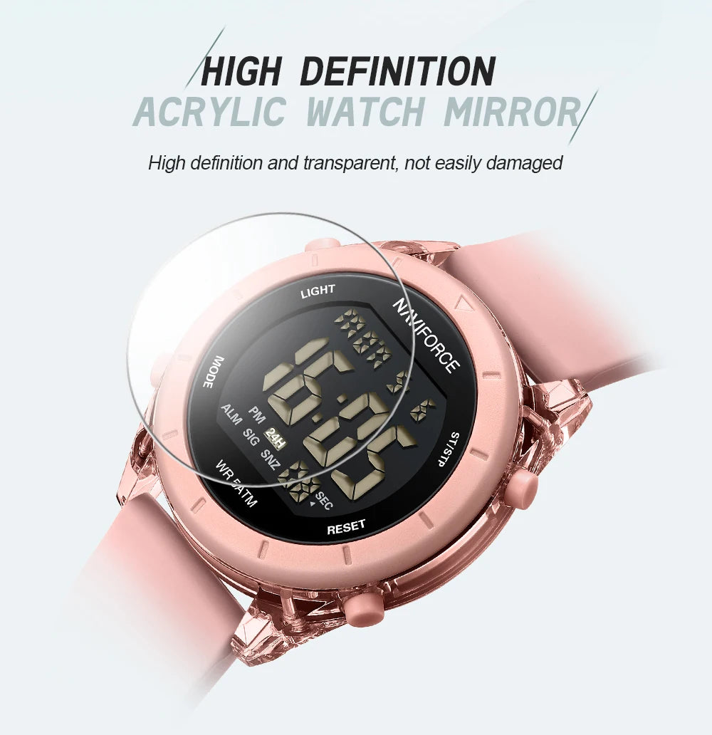 NAVIFORCE Comfortable Silicone Woman watch Waterproof LCD Display Clock Ladies Fashion Sport Electronic Wristwatches Reloj Mujer