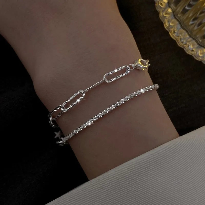 Luxury Cubic Zirconia Tennis Bracelet – Gold Chain for Women