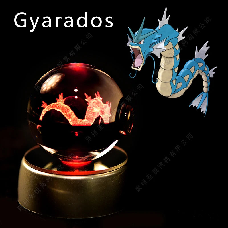 3D Pokémon Crystal Ball Lamp – Pikachu, Gengar & Mewtwo Night Light