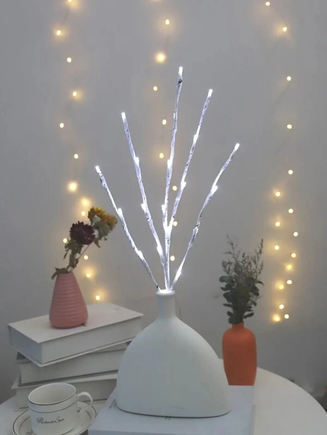 1 PC White Birch Branch Lights Battery Operated 20 LED Fairy Lights Willow Branches for Home Bedroom Inside Outdoor Decoration