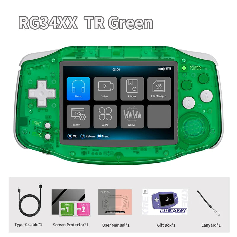 ANBERNIC RG34XX Retro Handheld – 3.4" IPS, WiFi & Bluetooth