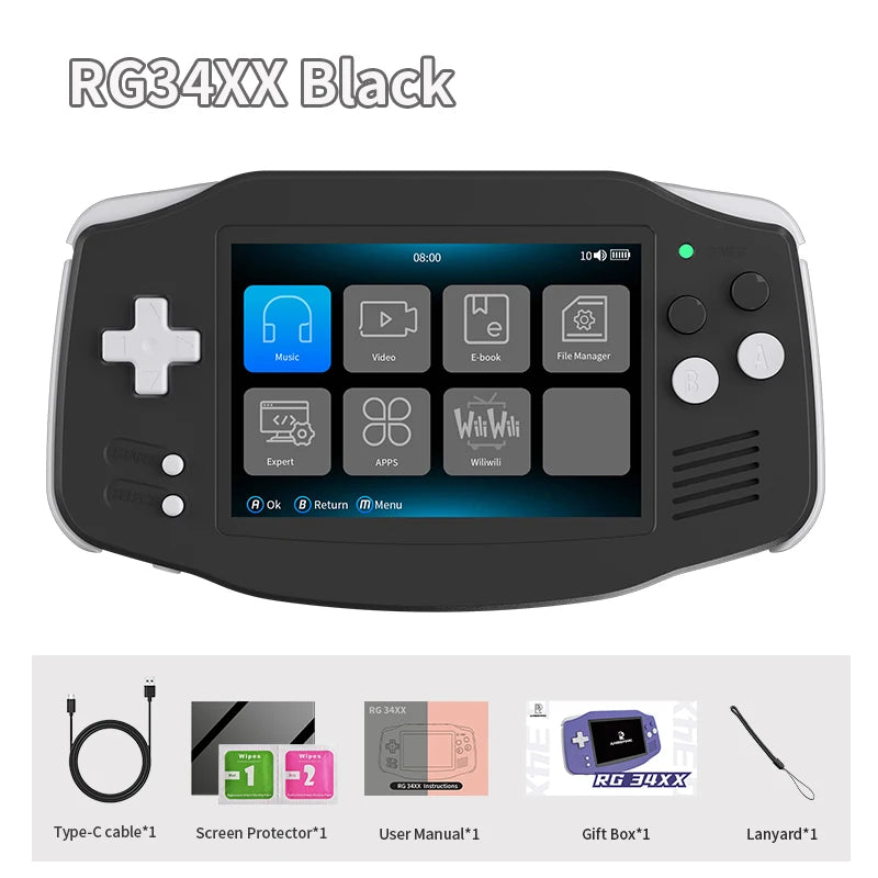 ANBERNIC RG34XX Retro Handheld – 3.4" IPS, WiFi & Bluetooth