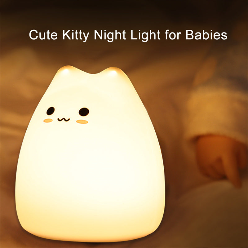 Mini Cat Night Lamp – 7-Color Touch LED Bedside Light
