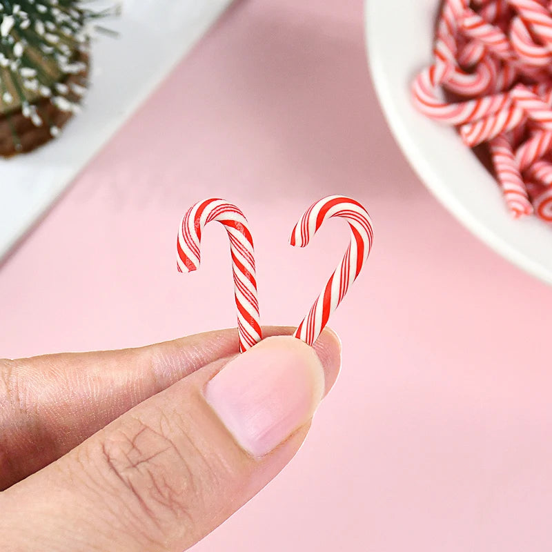 Mini Candy Cane Christmas Decorations – 10/30/50PCS Resin DIY Crafts