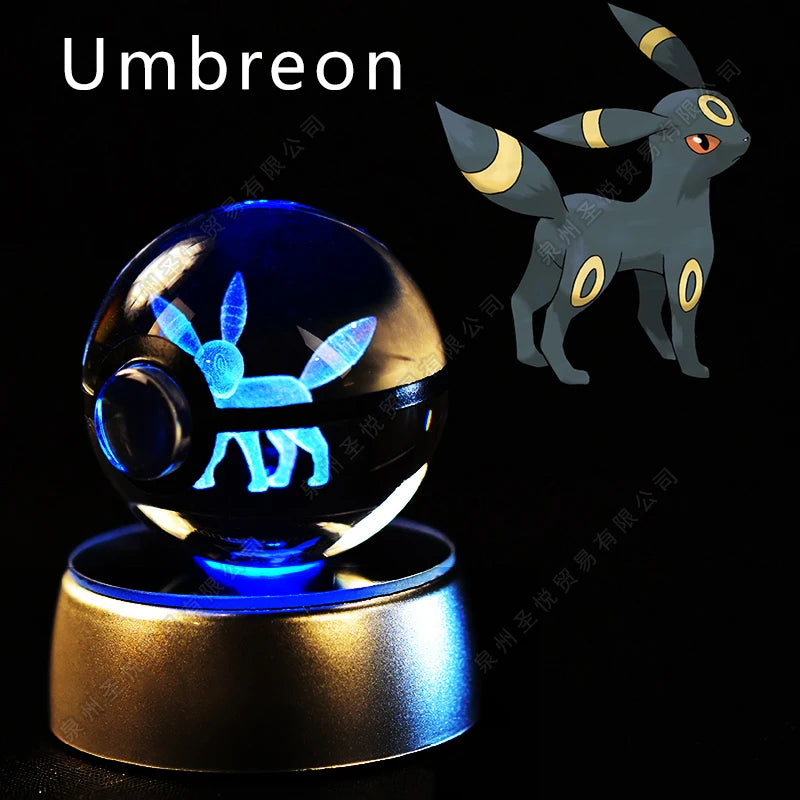 3D Pokémon Crystal Ball Lamp – Pikachu, Gengar & Mewtwo Night Light