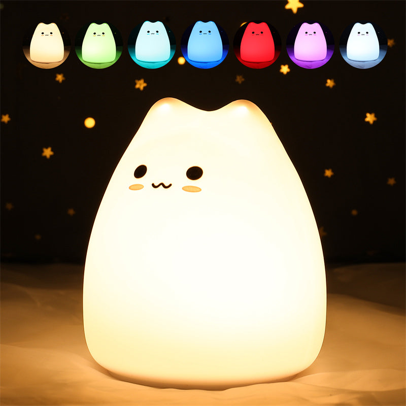 Mini Cat Night Lamp – 7-Color Touch LED Bedside Light