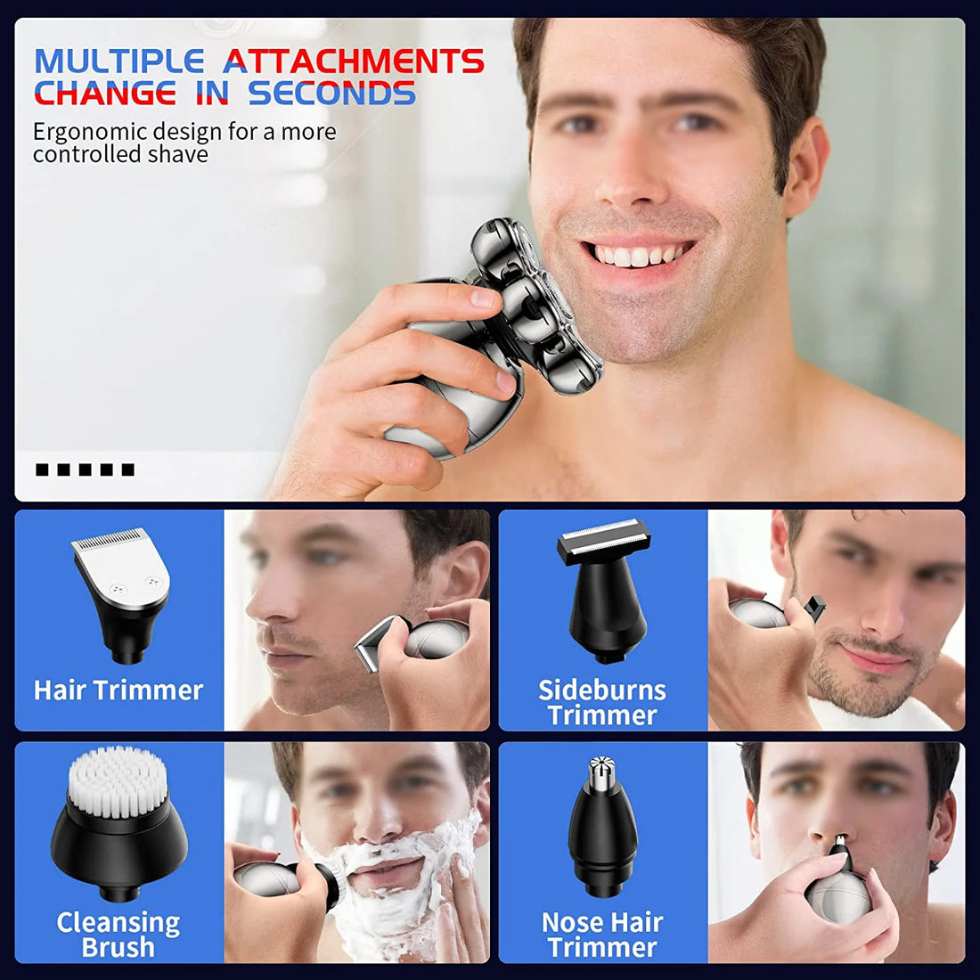 7D Electric Shaver – Floating Head Waterproof Beard Trimmer