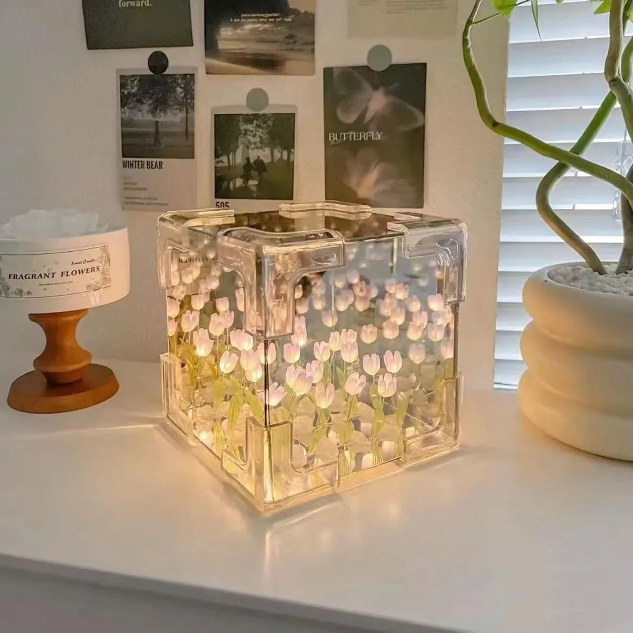 DIY Tulip Flower Cube Night Light Kit – 3D Craft Gift for Couples & Friends