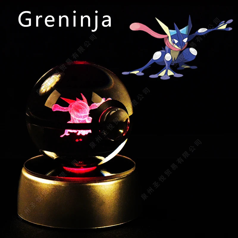 3D Pokémon Crystal Ball Lamp – Pikachu, Gengar & Mewtwo Night Light