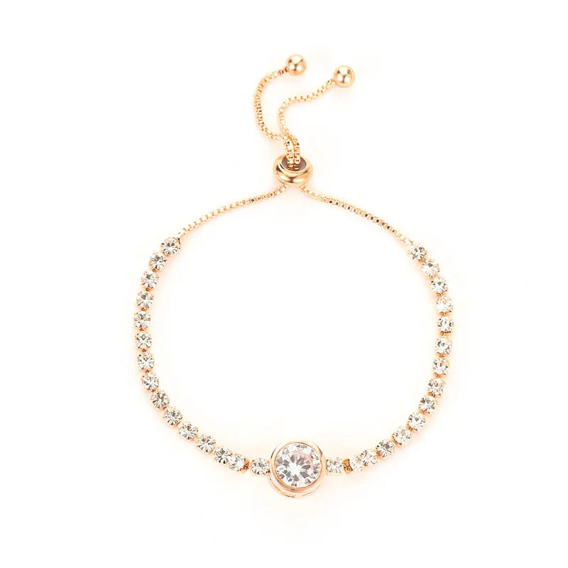 Luxury Cubic Zirconia Tennis Bracelet – Gold Chain for Women
