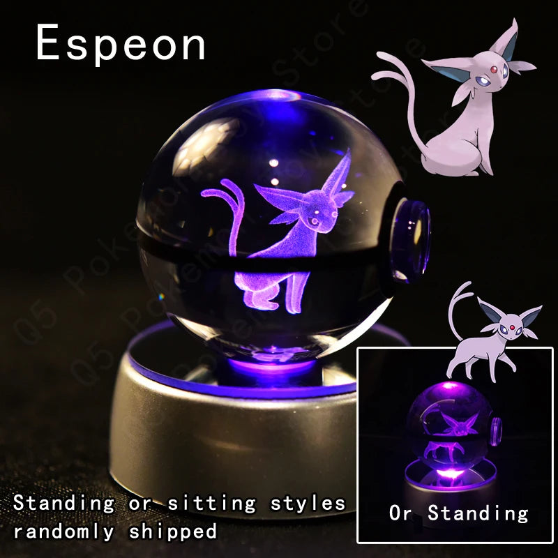 3D Pokémon Crystal Ball Lamp – Pikachu, Gengar & Mewtwo Night Light