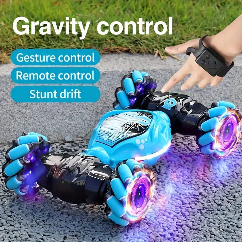 4WD RC Drift Car With Music Led Lights 2.4G Gesture Radio Remote Control Spray Stunt Car 360° Rotating Climbing Car Toys Gift