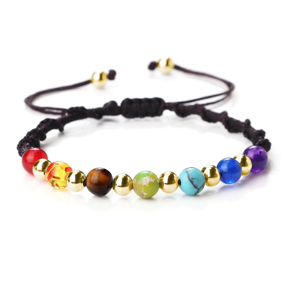 Reiki 7 Chakra Bracelet – Natural Stone Yoga Healing Jewelry