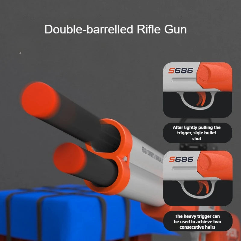 S686 Double-Barrel Airsoft Launcher – Dual Soft-Bullet Toy Rifle