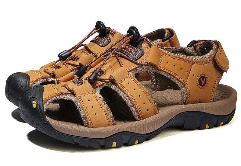 Men’s Breathable Roman Sandals – Casual Outdoor Slip-On Beach Shoes