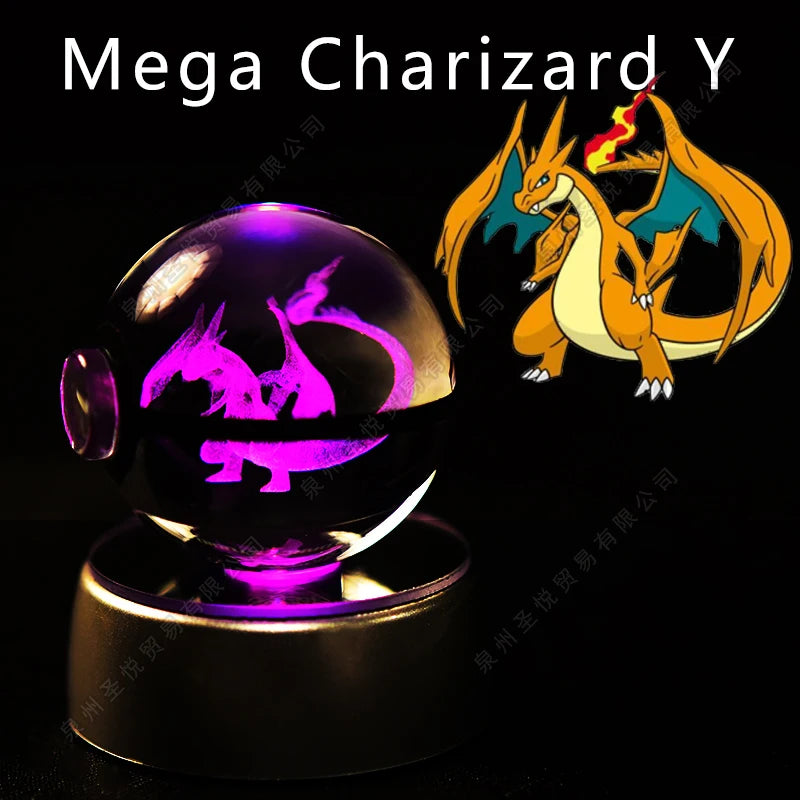 3D Pokémon Crystal Ball Lamp – Pikachu, Gengar & Mewtwo Night Light
