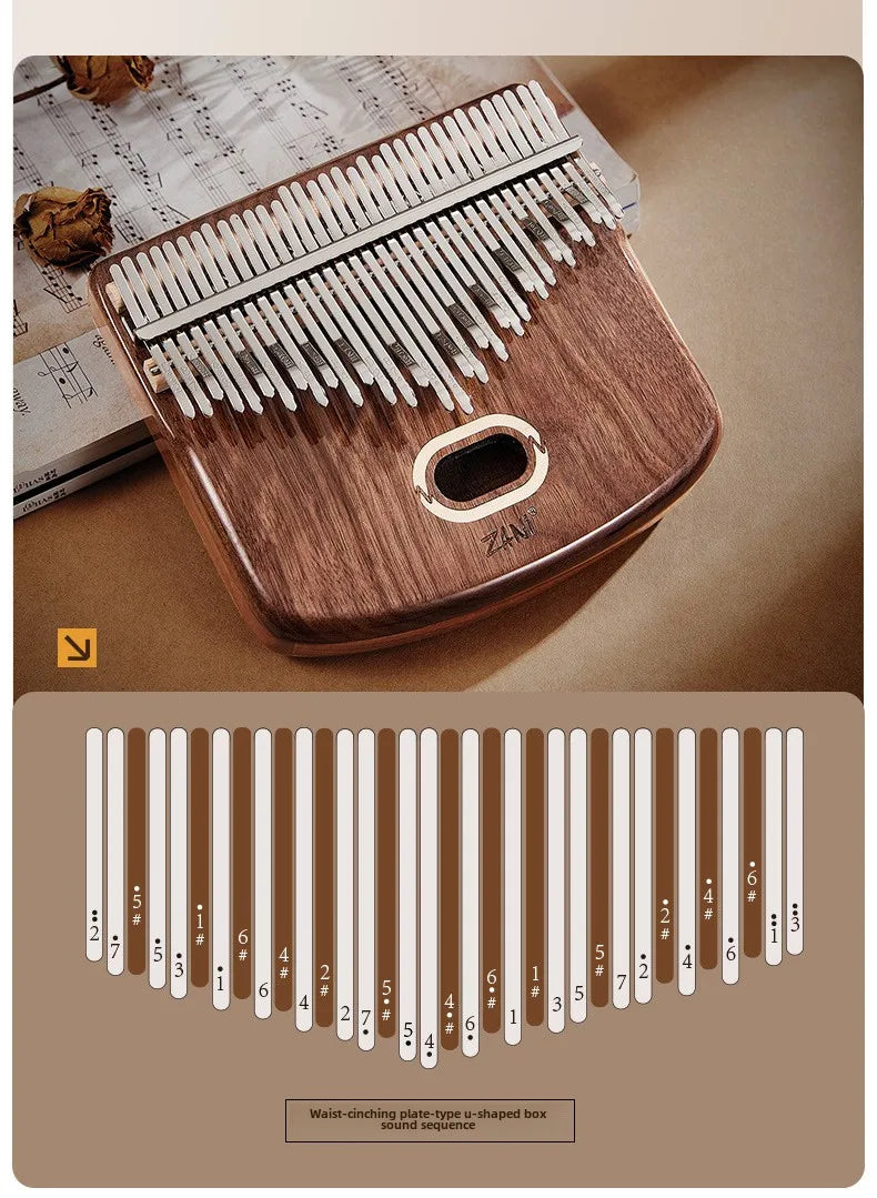 34-Tone Wooden Kalimba – Thumb Piano for Meditation & Healing