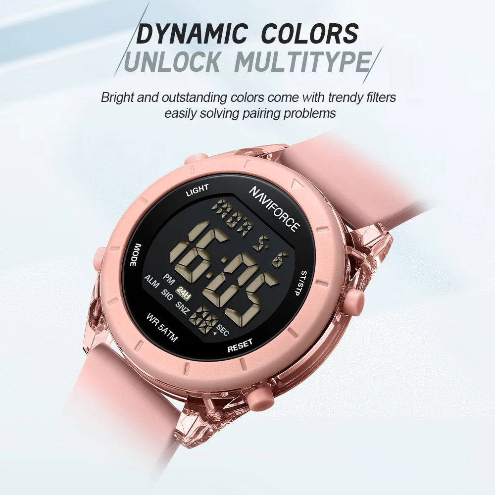 NAVIFORCE Comfortable Silicone Woman watch Waterproof LCD Display Clock Ladies Fashion Sport Electronic Wristwatches Reloj Mujer