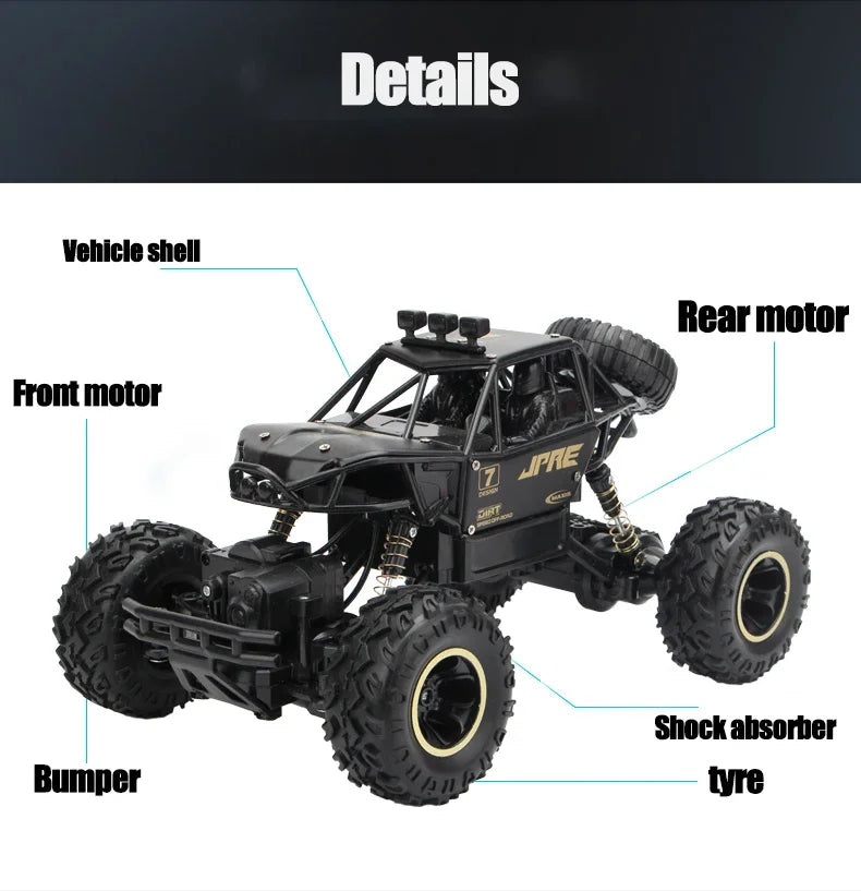 4WD 1:12/16 Scale All Terrain RC Car 20KM/H High Speed Electric Vehicle Remote Control Off-Road Truck LED HeadLight Gifts Adults