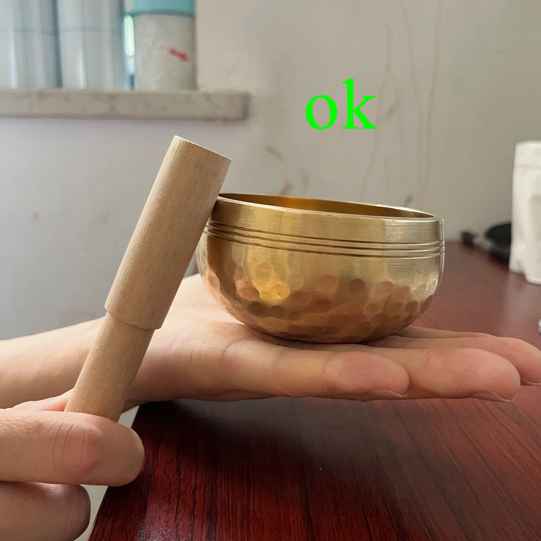 Tibetan Handmade Brass Singing Bowl, Yoga Meditation Bowl for Sound Healing Stress Relief, Buddha Mindfulness bowl Instrument