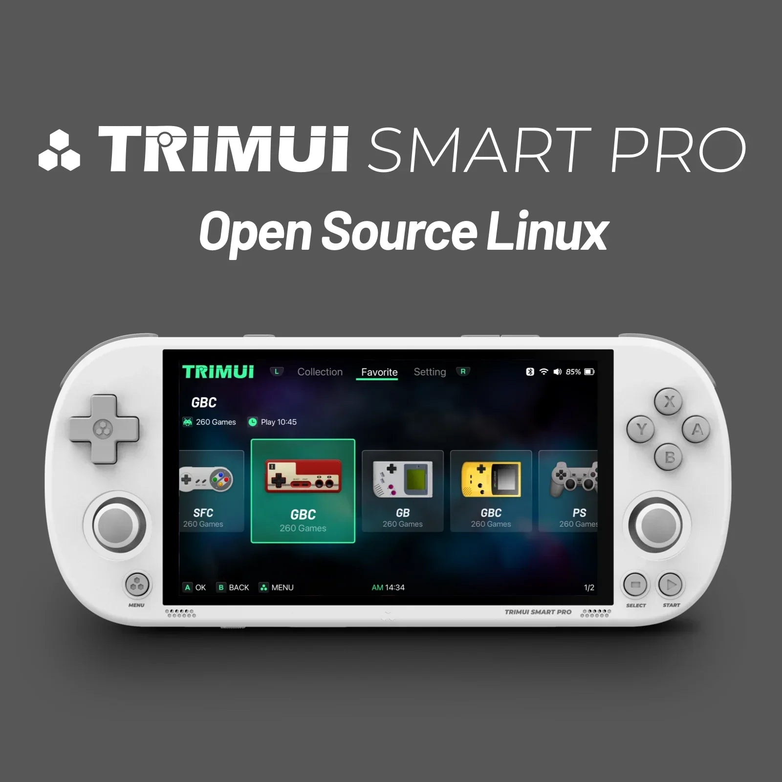Trimui Smart Pro Handheld Console – 4.96" IPS, RGB Lighting