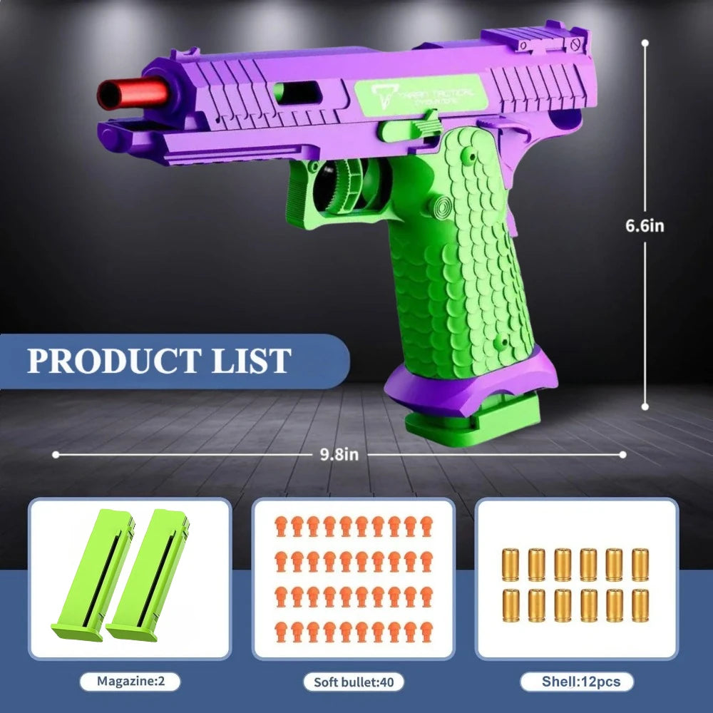 2011/M92 Tactical Shell Ejceting Toy Gun Continuous Firing EVA Soft Bullet Outdoor CS Shooting Pistol Children's Birthday Gift