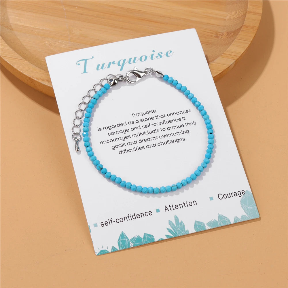 3mm Natural Faceted Stone Bracelet – Amethyst & Quartz Reiki Jewelry