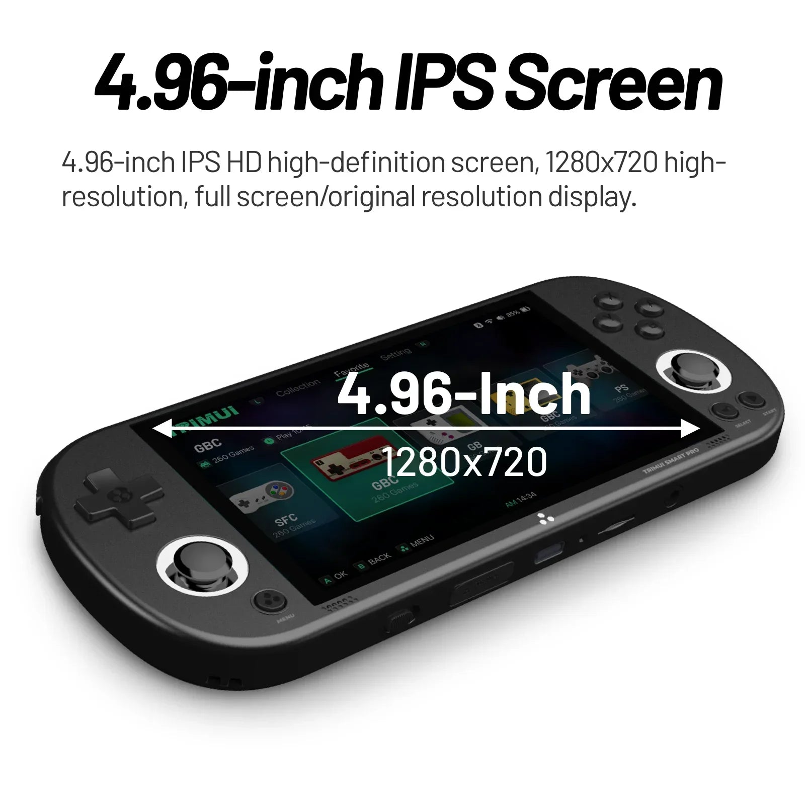 Trimui Smart Pro Handheld Console – 4.96" IPS, RGB Lighting
