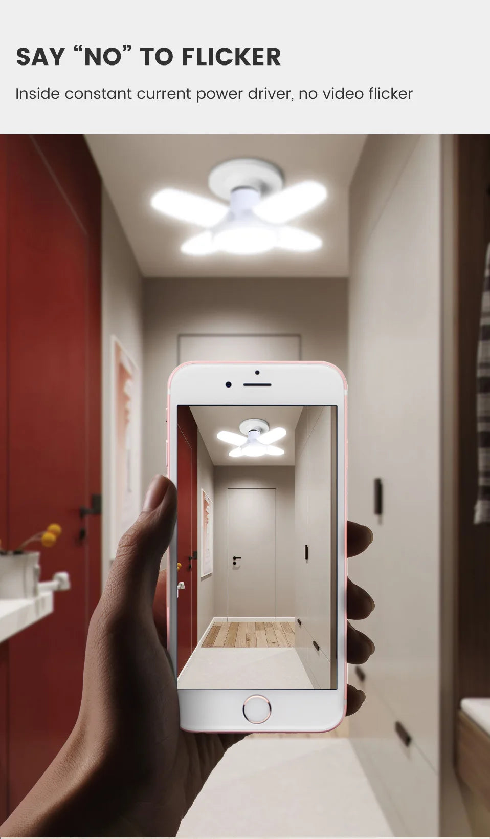 E27 Fan Shape Foldable 28W LED Bulb AC220V/110V Deformation for Home Ceiling Lights Warehouse and Garage White Light 6500K Bulb