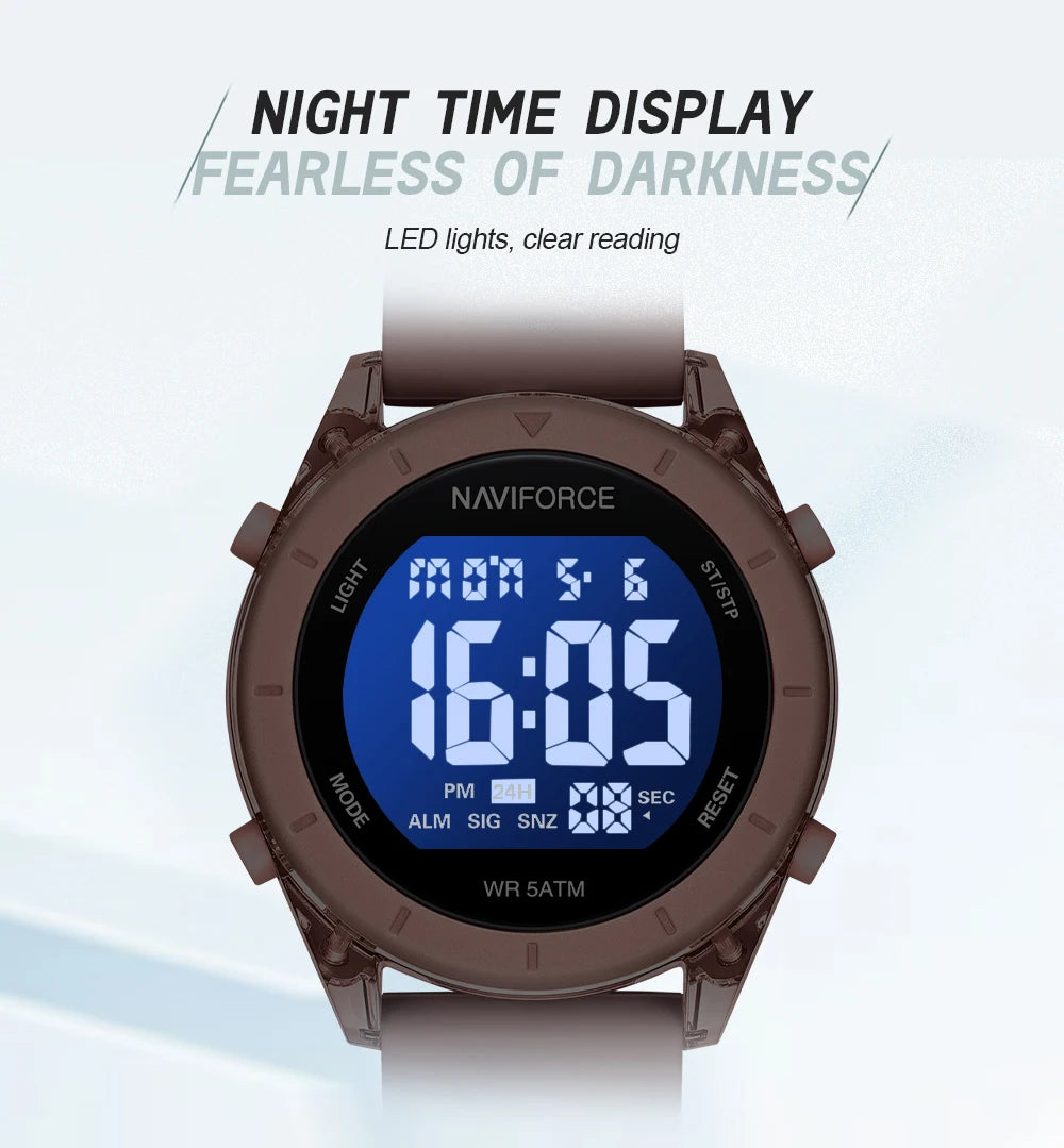 NAVIFORCE Comfortable Silicone Woman watch Waterproof LCD Display Clock Ladies Fashion Sport Electronic Wristwatches Reloj Mujer