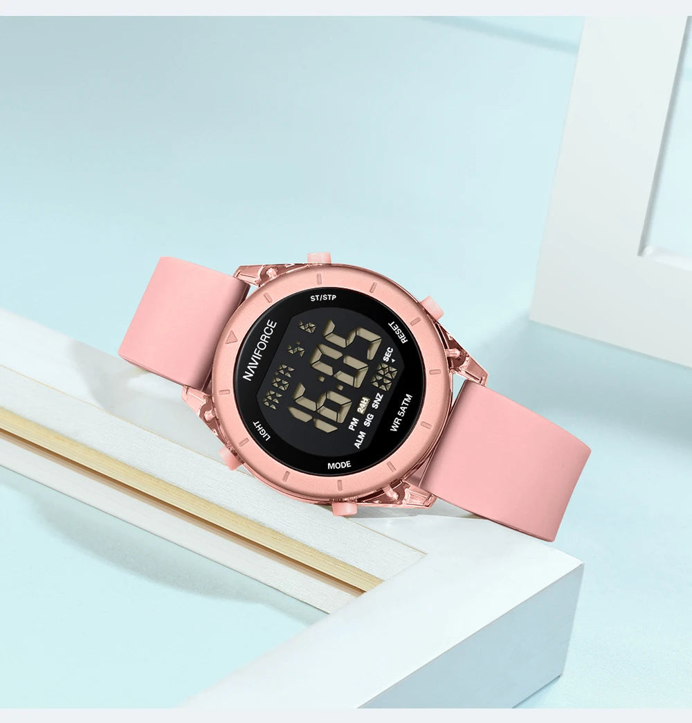 NAVIFORCE Comfortable Silicone Woman watch Waterproof LCD Display Clock Ladies Fashion Sport Electronic Wristwatches Reloj Mujer