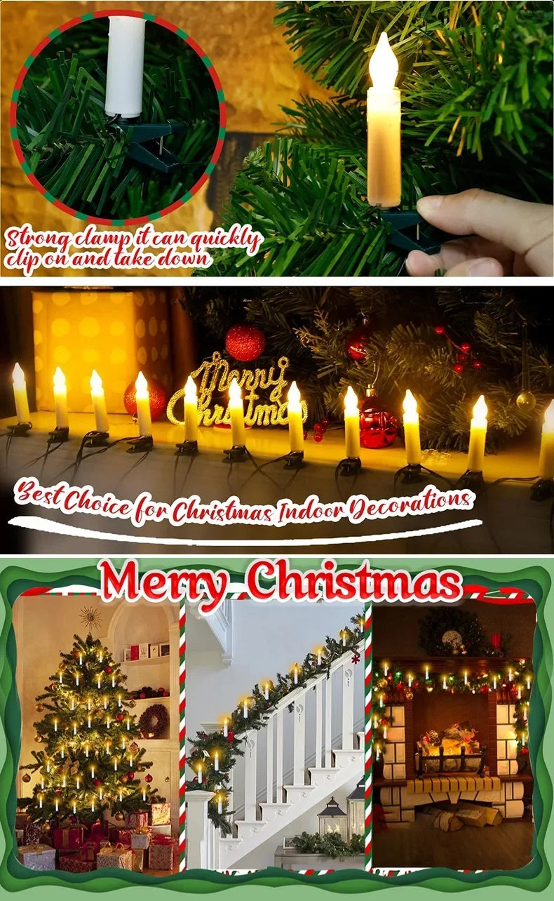 Flameless Taper Candle String Lights – 10/20 LED Christmas Decor