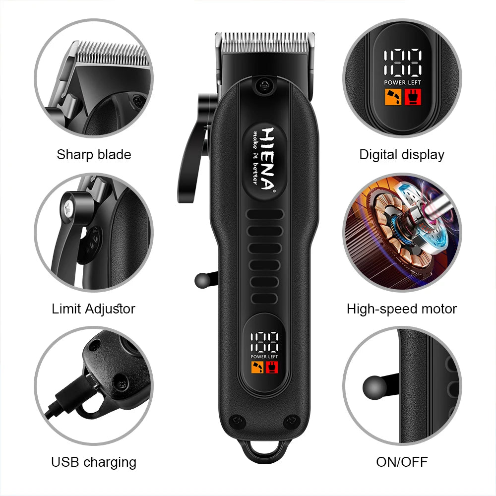Professional Barber Electric Hair clipper LED display screen UBS charging Trimmer Powerful electric hair clipper trimmer tool