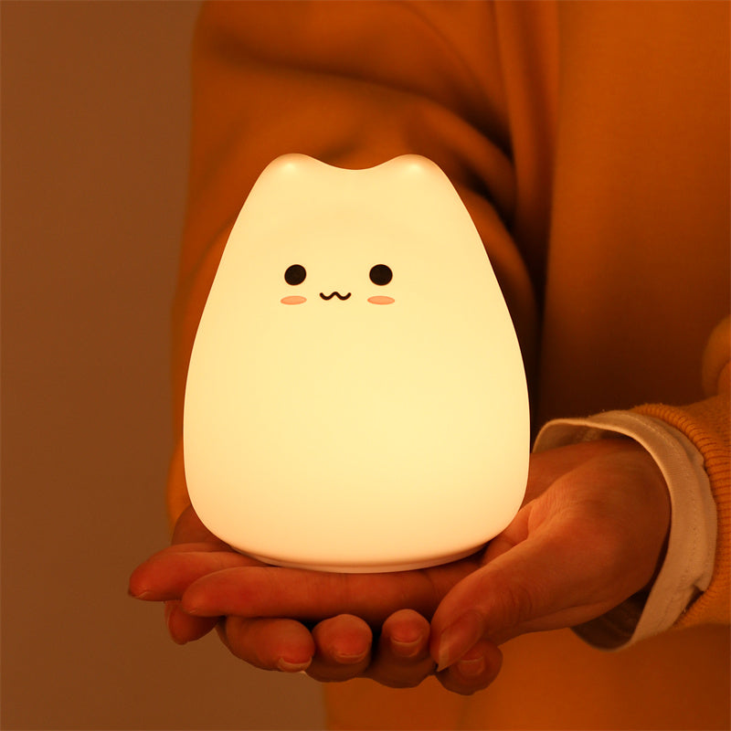 Mini Cat Night Lamp – 7-Color Touch LED Bedside Light