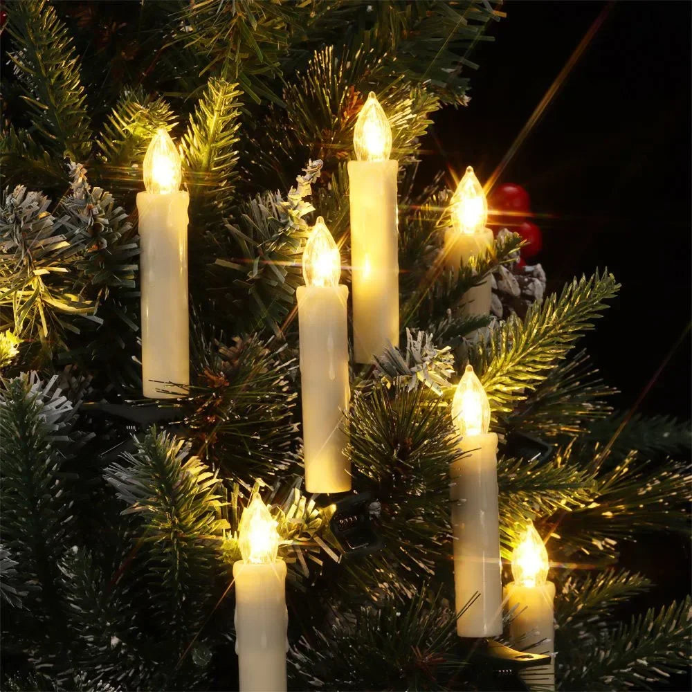 Flameless Taper Candle String Lights – 10/20 LED Christmas Decor