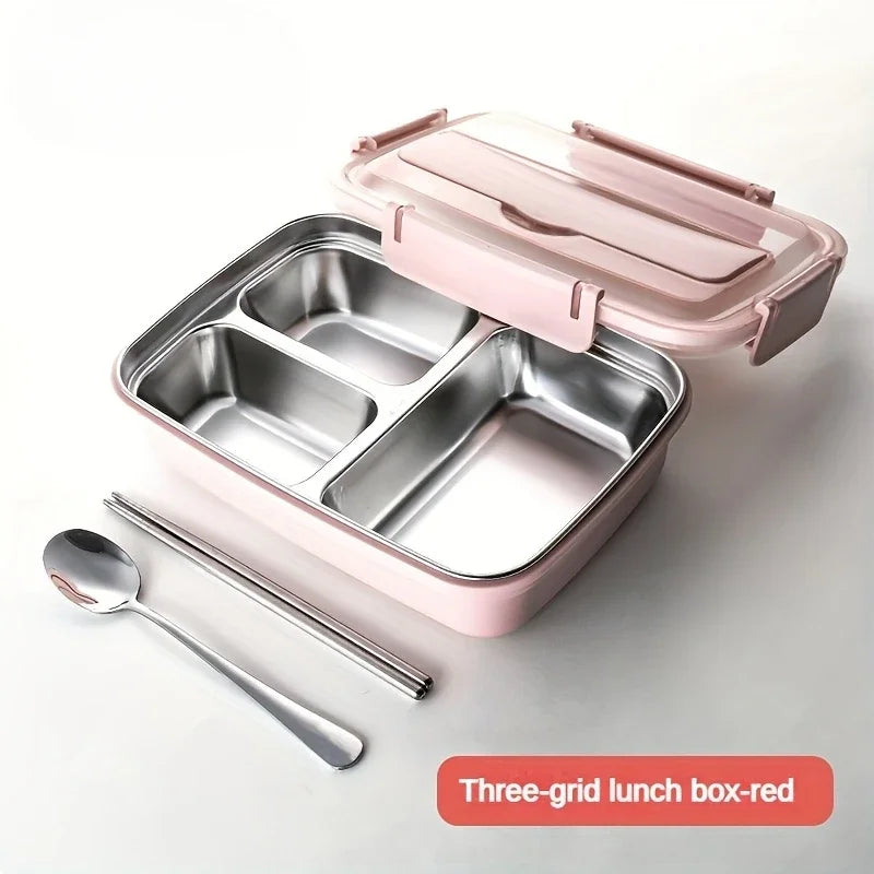 Stainless Steel Leak-Proof Lunch Box – 3/4 Compartment Bento for School & Office