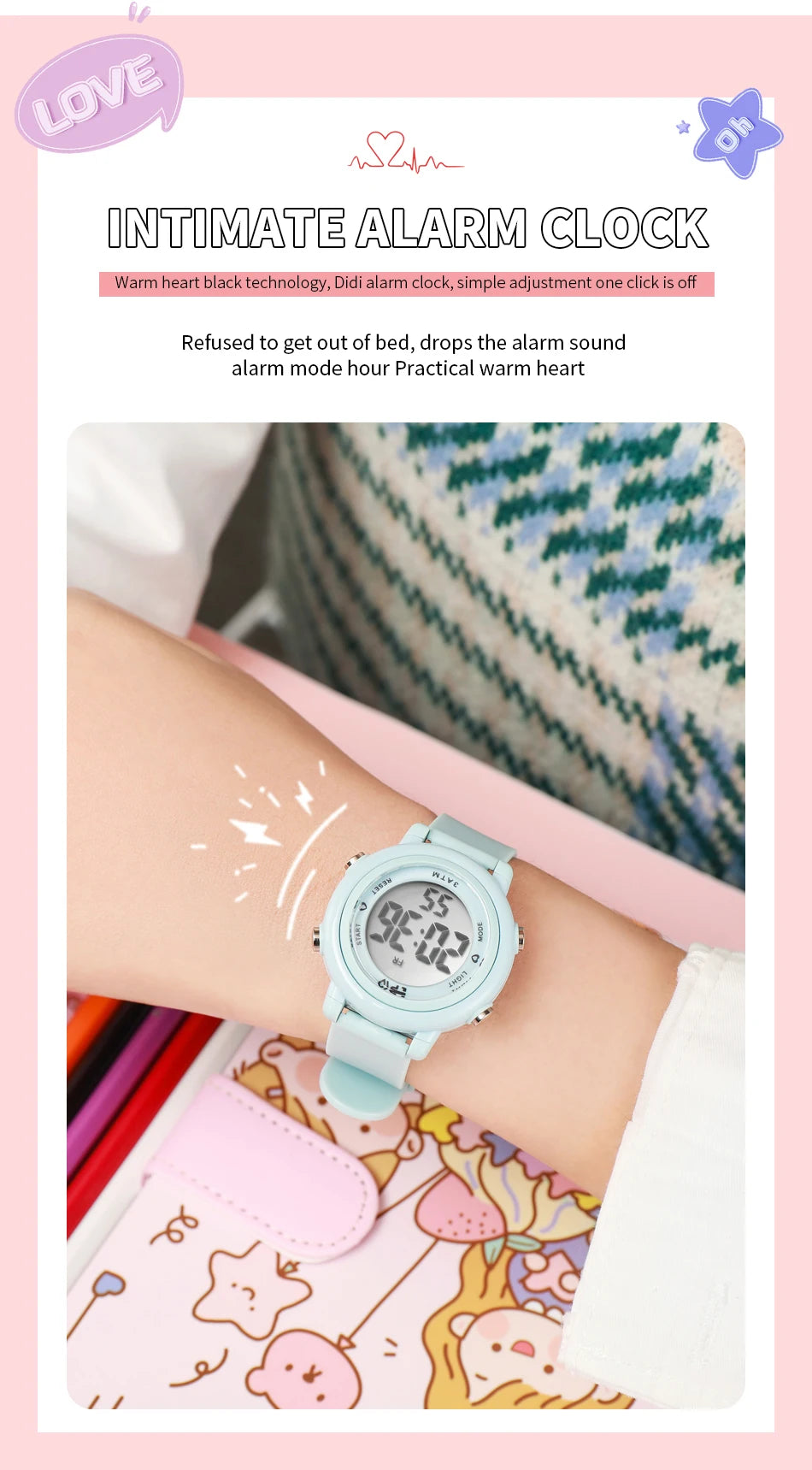 Waterproof Alarm Student Watches Boys Girls Lady Sport Watch Colorful Led Digital Wristwatches