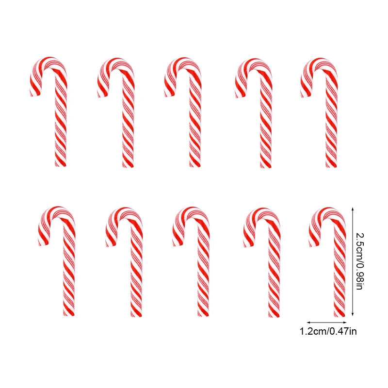 Mini Candy Cane Christmas Decorations – 10/30/50PCS Resin DIY Crafts