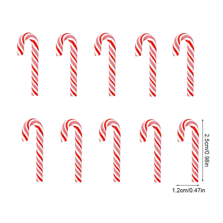 Mini Candy Cane Christmas Decorations – 10/30/50PCS Resin DIY Crafts